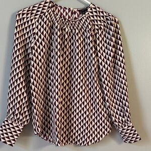 Ann Taylor Burgundy and Cream Blouse